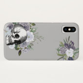 Schedel Bloemrozen Zwart Wit Goth Halloween Hoesje (Achterkant (horizontaal))