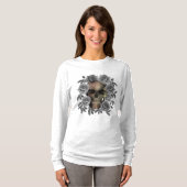 SCHEDEL BOEKET BLOEMEN ZWART EN WIT T-SHIRT (Voorkant volledig)