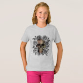 SCHEDEL BOEKET BLOEMEN ZWART EN WIT T-SHIRT (Voorkant volledig)