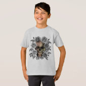 SCHEDEL BOEKET BLOEMEN ZWART EN WIT T-SHIRT (Voorkant volledig)