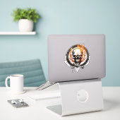 Schedel Botten en vuur Sticker (Laptop op bureau)