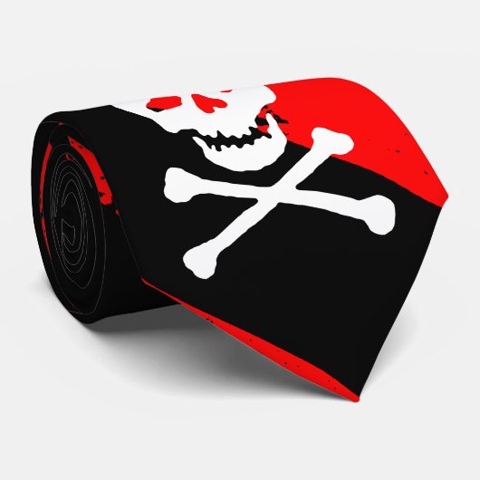 schedel botten gekraakte strepen Punk / anarchist Stropdas (Opgerold)