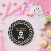 Schedel & Botten, Gouden Halloweenfeest Papieren Bordje (Feest)