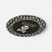 Schedel & Botten, Gouden Halloweenfeest Papieren Bordje (Gekanteld)