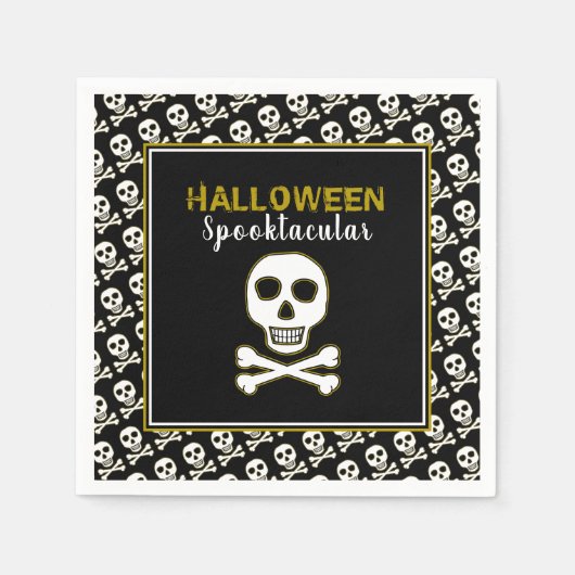 Schedel & Botten, Gouden Halloweenfeest Servet (Voorkant)