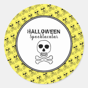 Schedel & Botten, Halloween Feest Ronde Sticker