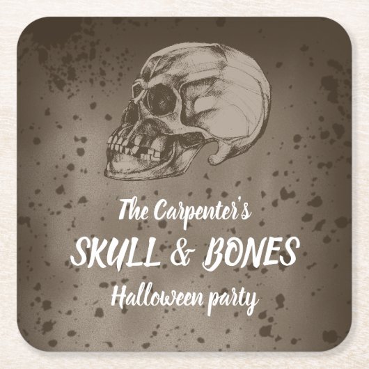 Schedel & Botten Halloween Kartonnen Onderzetters (Voorkant)