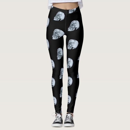 Schedel & Botten Halloween Leggings (Voorkant)
