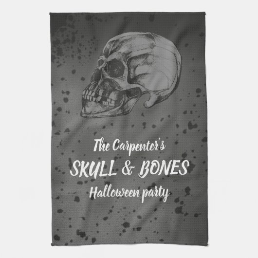 Schedel & Botten Halloween Theedoek (Verticaal)