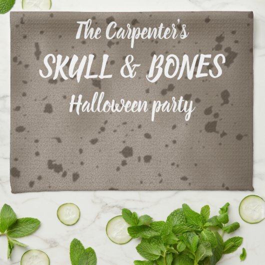 Schedel & Botten Halloween Theedoek (Gevouwen)