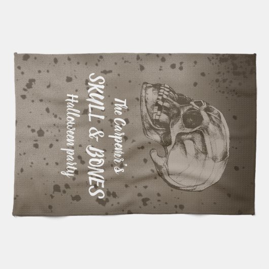 Schedel & Botten Halloween Theedoek (Horizontaal)