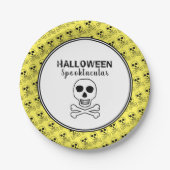 Schedel & Botten, Halloweenfeest Papieren Bordje (Voorkant)
