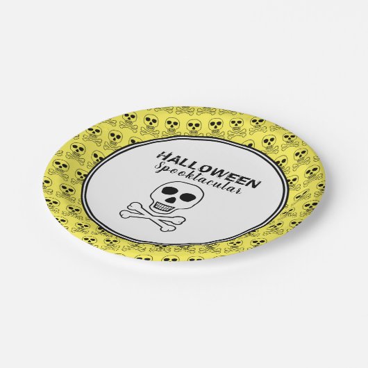 Schedel & Botten, Halloweenfeest Papieren Bordje (Gekanteld)