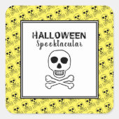 Schedel & Botten, Halloweenfeest Vierkante Sticker (Voorkant)