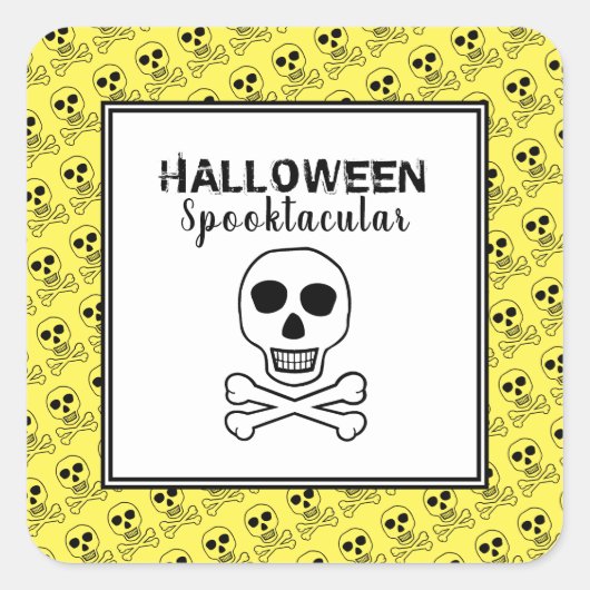 Schedel & Botten, Halloweenfeest Vierkante Sticker (Voorkant)