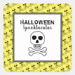 Schedel & Botten, Halloweenfeest Vierkante Sticker