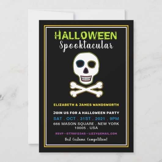 Schedel & Botten, Neon Halloween-feest (Voorkant)