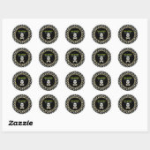 Schedel & Botten, Neon Halloween Feest Ronde Sticker (Vel)