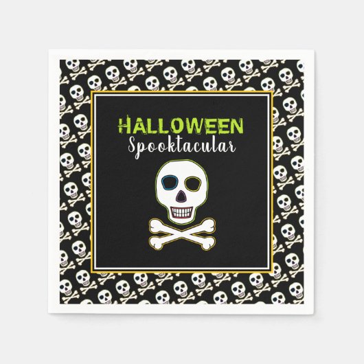 Schedel & Botten, Neon Halloween-feest Servet (Voorkant)
