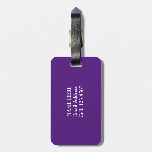 Schedel, botten op koninklijke paarse bagagelabel (Achterkant verticaal)