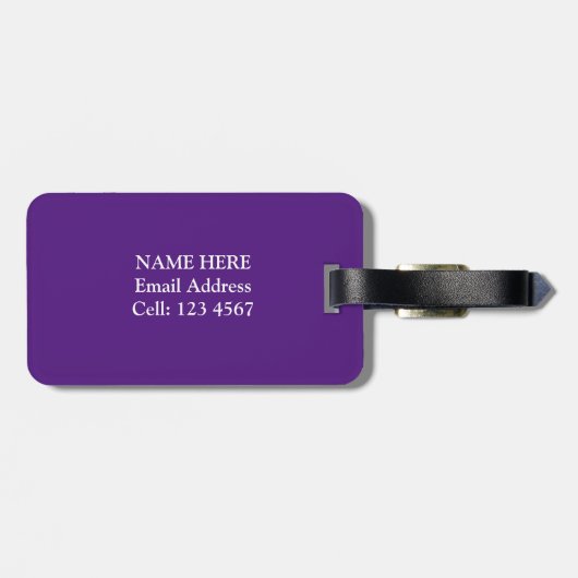 Schedel, botten op koninklijke paarse bagagelabel (Achterkant horizontaal)