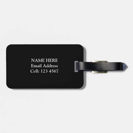 Schedel, botten op zwart bagagelabel (Achterkant horizontaal)