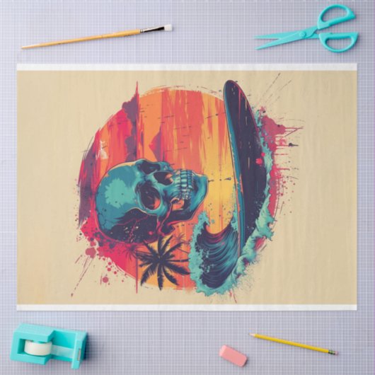 Schedel Botten Surf Ride #3 Decoupage Tissuepapier (Craft)