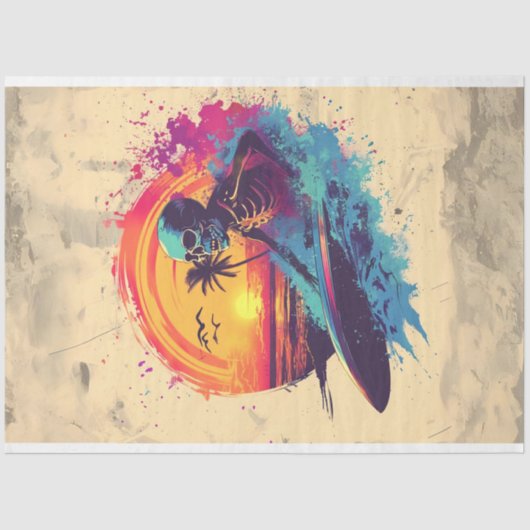 Schedel Botten Surf Rider Decoupage Tissuepapier (Voorkant)