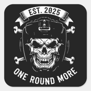 Schedel Boxer Helm Vintage Vecht Sporten Ontwerp Vierkante Sticker