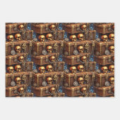 Schedel bronzen schatkist piraat Halloween feest Inpakpapier Vel (Voorkant 2)