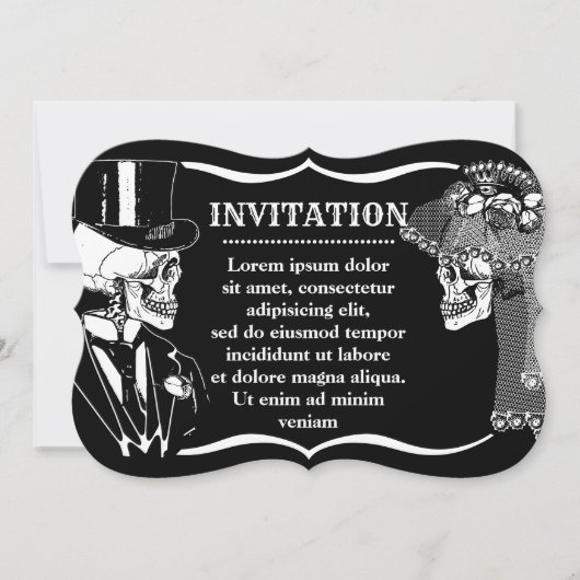 Schedel Bruid En Bruidegom Uitnodiging (Voorkant)