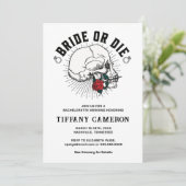 Schedel bruid of Die Gotische Bachelorette Party Kaart (Staand voorkant)