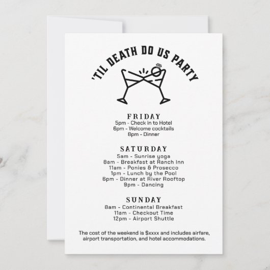 Schedel bruid of Die Gotische Bachelorette Party Kaart (Achterkant)