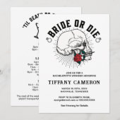 Schedel bruid of Die Gotische Bachelorette Party Kaart (Voorkant / Achterkant)