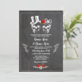 Schedel Bruiloft Halloween Rozen Gotische Bloemen  Kaart (Staand voorkant)