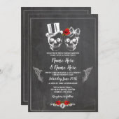Schedel Bruiloft Halloween Rozen Gotische Bloemen  Kaart (Voorkant / Achterkant)