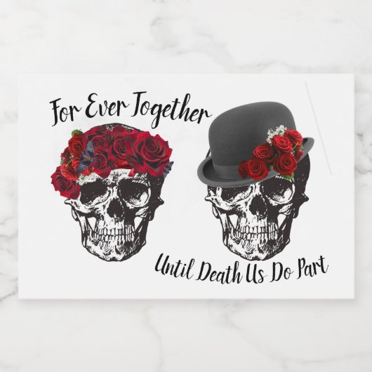 Schedel bruiloft - tot de dood ons deel bierfles voedselcontainer etiket (Enkel label)