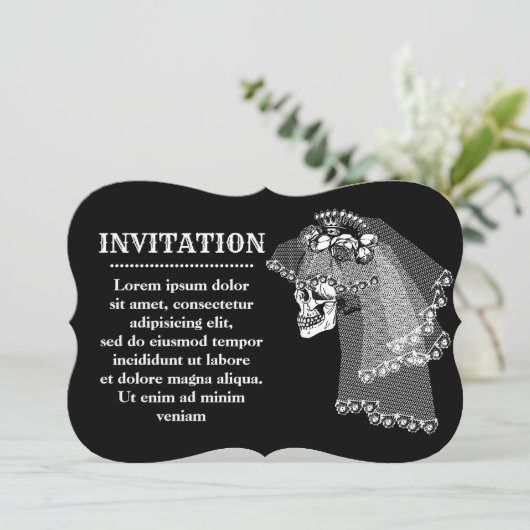 Schedel Bruiloft Uitnodiging (Staand voorkant)