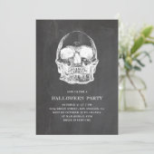  schedel. Chalkboard Halloween feest. Botten Kaart (Staand voorkant)