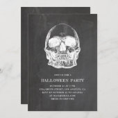  schedel. Chalkboard Halloween feest. Botten Kaart (Voorkant / Achterkant)