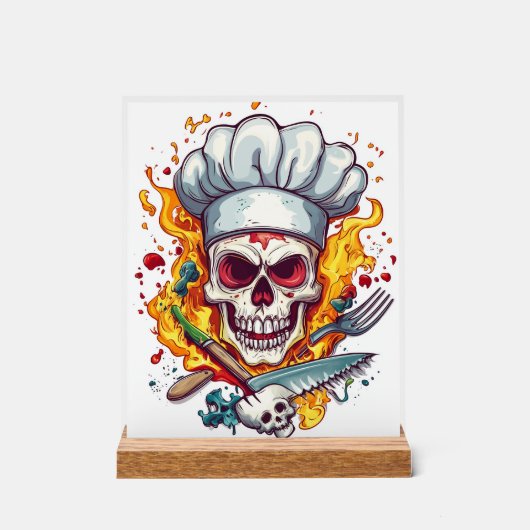 Schedel Chef Keuken Meester Acryl Bord (Voorkant)