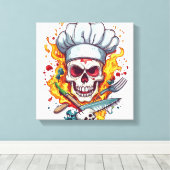 Schedel Chef Keuken Meester Canvas Afdruk (Insitu (Houten vloer))