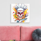 Schedel Chef Keuken Meester Canvas Afdruk (Insitu (Woonkamer))