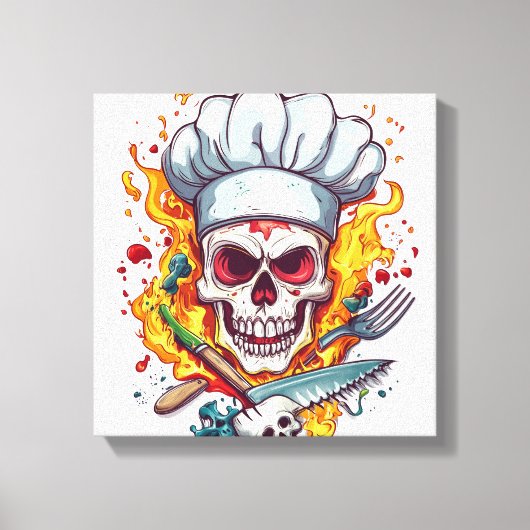 Schedel Chef Keuken Meester Canvas Afdruk (Voorkant)
