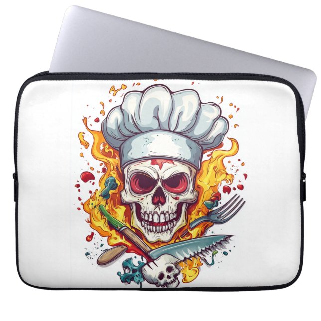 Schedel Chef Keuken Meester Laptop Sleeve (Voorkant)