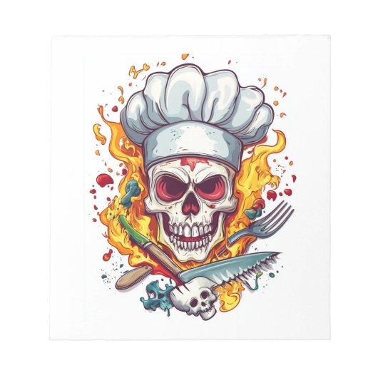 Schedel Chef Keuken Meester Notitieblok (Voorkant)