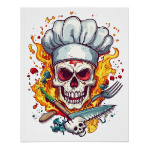 Schedel Chef Keuken Meester Perfect Poster