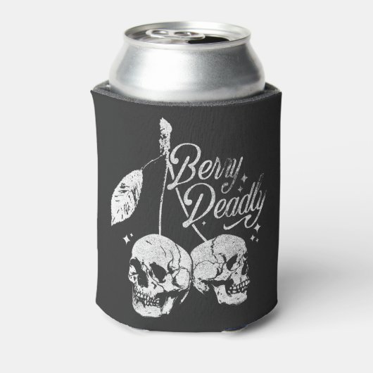 Schedel Cherry Spooky en Sweet Gothic Halloween Blikjeskoeler (Blikje Achterkant)