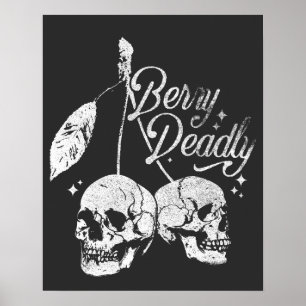 Schedel Cherry Spooky en Sweet Gothic Halloween Poster