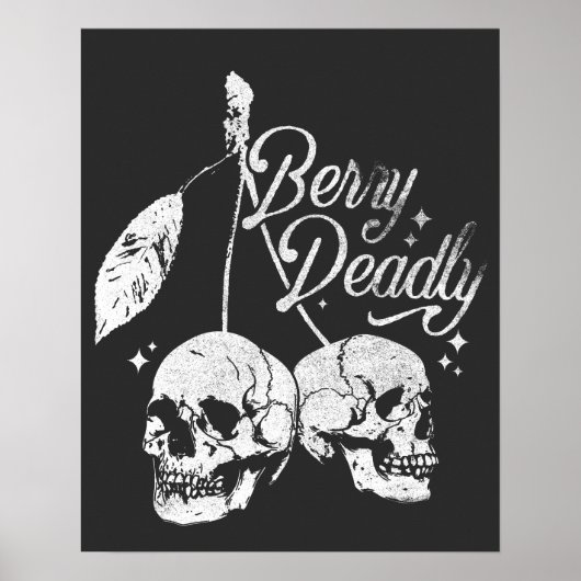 Schedel Cherry Spooky en Sweet Gothic Halloween Poster (Voorkant)